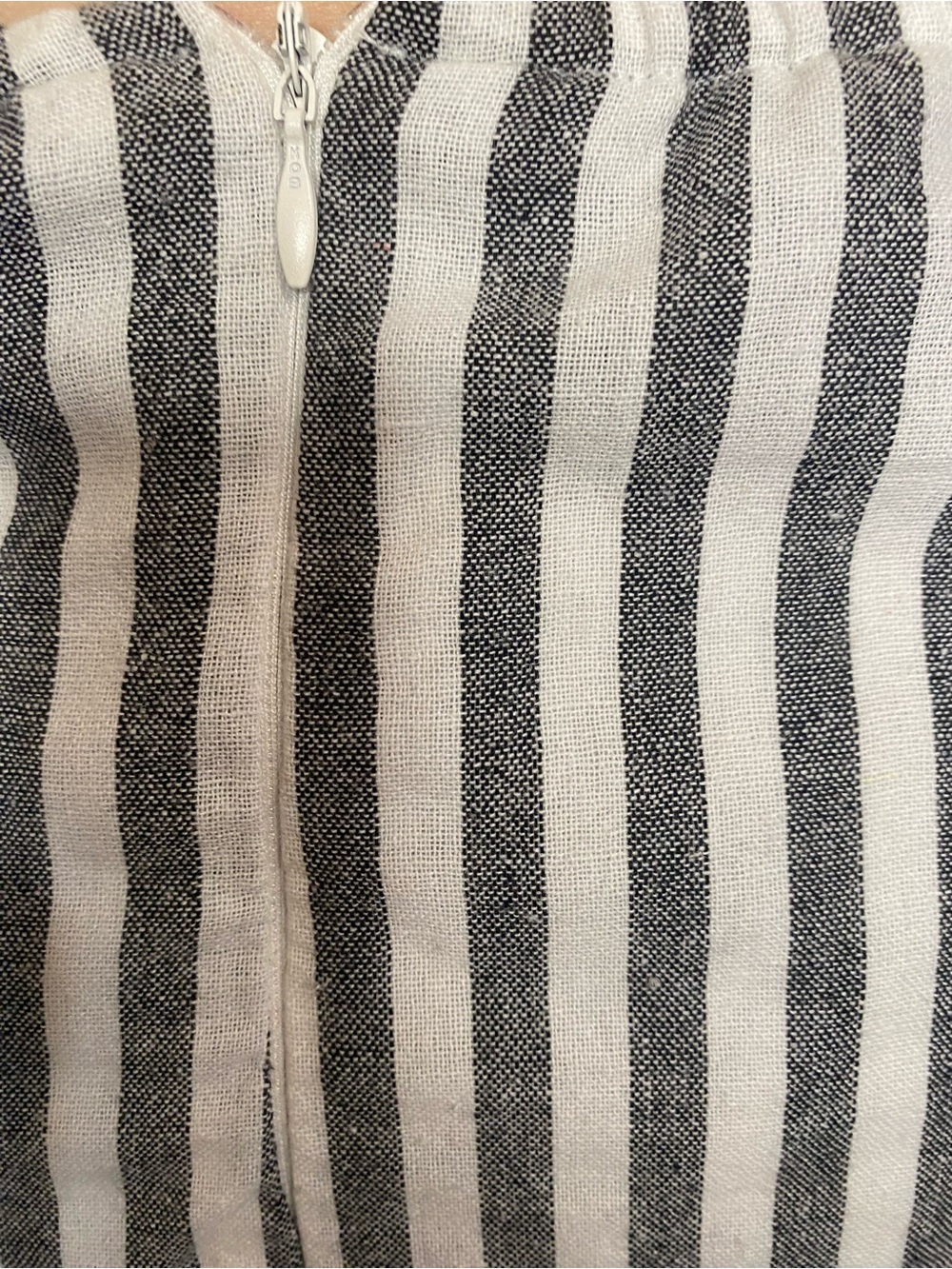 FAVLUX White and Gray Vertical Stripe Tie-Front Linen Mini Skirt size small - Picture 6 of 8